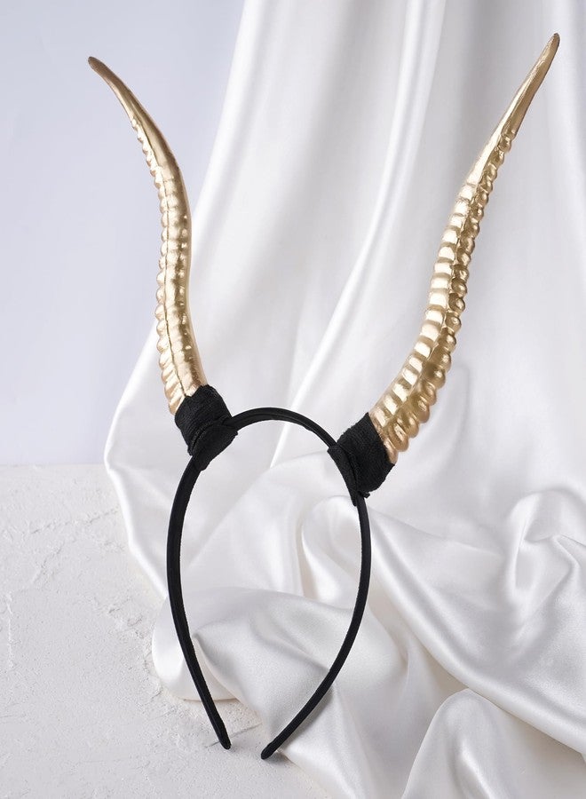 MOSTORY Gold Antelope Horns Headband - Demon Sheep Horns Headband for Women Men Cosplay Photo Shoot, Devil Horn Headpiece for Adult Halloween Renaissance Renfaire (Detachable) - Image 4